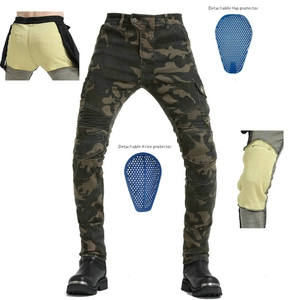 Pantalon de Moto pour Hommes Jeans Cargo de Protection en Kevlar Jeans de Moto Tactiques Camouflage Avec Coussinets de Protection