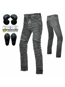 Men's Motorcycle Protective Jeans With Armor Pads Vintage Distressed Biker Riding Pants Stretch Denim Trousers For Outdoor Cycling