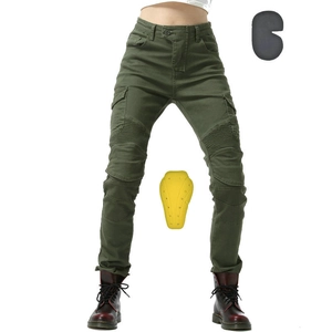 Women Motorcycle Cargo Pants Polyester Cotton Anti-fall Riding Pants With Protective Gear Slim Fit Biker Trousers