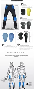 Protections amovibles genoux et hanches homologuées CE pour pantalons de moto, structure 3D
