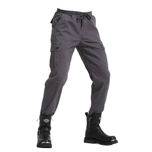 Dark grey cargo joggers for men with multi-pocket design and drawstring elastic waist
