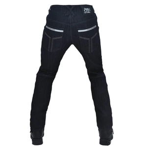Vue arrière du jean de protection moto avec bandes réfléchissantes et coutures renforcées