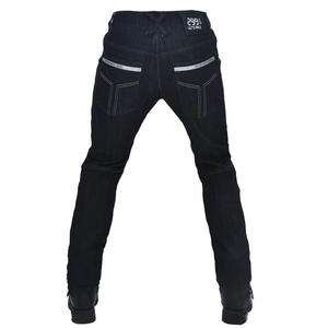 Jeans moto pour hommes en bleu marine foncé avec bandes réfléchissantes et coupe droite