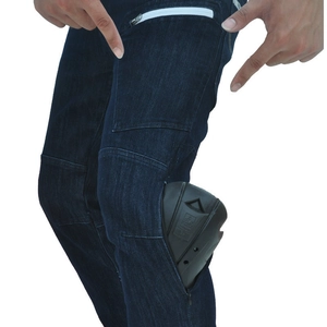 Pantalon de moto en denim imperméable avec genouillères amovibles et poches zippées