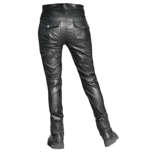 Detail of motorcycle pants with accordion stretch panels and tactical rear cargo pockets
