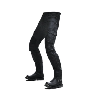 Pantalon de moto noir pour homme avec protection aux genoux et poches cargo