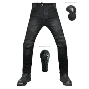 Motorcycle Racing Riding Jeans With Detachable Knee And Hip Protective Gear Loose Cotton Denim Biker Pants For Men Women