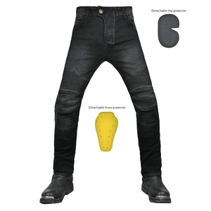 Jean de Moto Unisexe en Denim de Coton Avec Protections Amovibles aux Genoux et aux Hanches Pantalon de Protection Coupe-vent