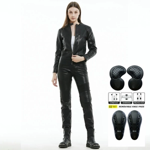 Women Motorcycle Riding Pants Slim PU Leather Anti-fall Protective Gear Waterproof Windproof Retro Casual Moto Bottoms