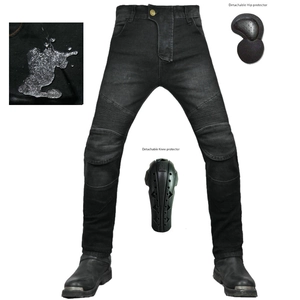Men Waterproof Motorcycle Riding Jeans With Removable Protective Pads Biker Slim Fit Denim Pants Accordion Stretch Panels