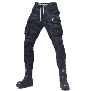 Pantaloni da moto mimetici da uomo con tasche multiple e coulisse in vita