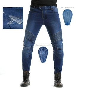 Pantalon de Motard en Mousseline Imperméable pour Hommes Jeans de Protection Avec Protections en Silicone Amovibles Denim Délavé