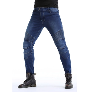 Jeans moto bleu coupe ajustée pour homme avec panneaux extensibles pour le confort de conduite