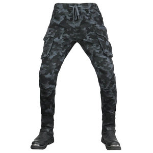 Slim fit camouflage motorcycle riding pants with cargo pockets and adjustable waist