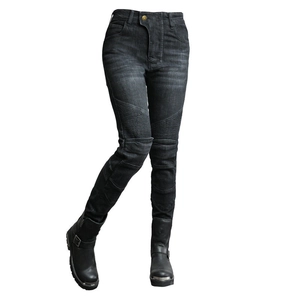 Damen Motorradjeans in Dunkelgrau, Slim Fit mit schützenden Akkordeon-Falten am Knie