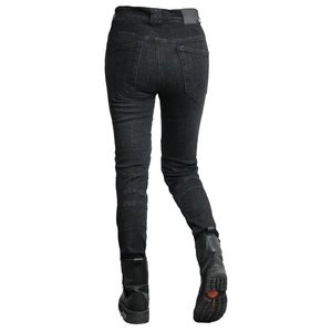 Schmale Motorradjeans für Damen in Schwarzgrau mit Knieschützern und Falten-Einsätzen