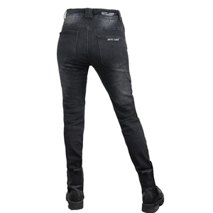 Women's charcoal motorcycle riding jeans with stretch panels and slim fit design