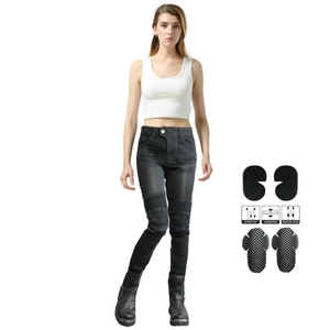 Pantaloni da Moto Estivi da Donna in Poliestere Protettivi Anticaduta Con Protezioni CE Rimovibili e Design Stretch Increspato