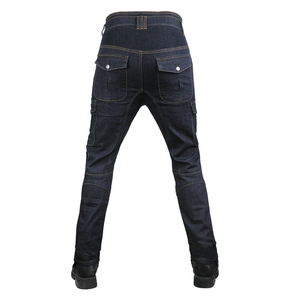 Rear detail of stretch panel and cargo pockets on Cordura motorcycle riding jeans