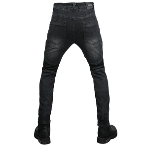 Men's motorcycle riding jeans in dark grey with stretch panels and reinforced pads