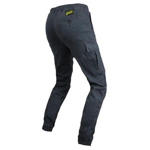 Men's dark gray motorcycle cargo pants with multi-pockets and reinforced protective gear