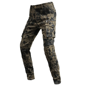 Men's motorcycle cargo jeans with camo print, breathable fabric and protective pockets