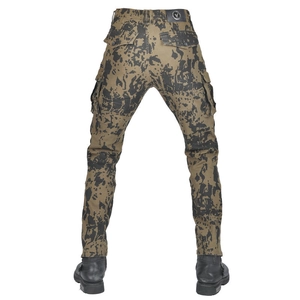 Men's motorcycle camo riding jeans with reinforced fabric and protective design