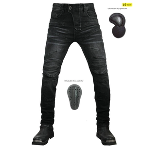 Men Motorcycle Riding Jeans Biker Denim Pants With Removable Protectors Faded Washed Stretch Protective Racing Trousers