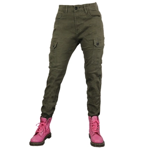 Women's army green motorcycle riding pants with multi-pocket slim fit cargo design