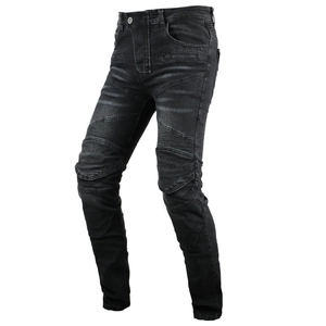 Motorradjeans für Herren in Anthrazit mit Protektoren und flexiblen Akkordeon-Einsätzen