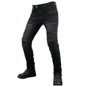 Motorradjeans für Herren in Anthrazitschwarz mit schützenden Stretch-Einsätzen am Knie