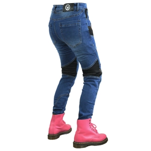 Jeans moto pour femmes avec maille respirante et panneaux flexibles aux genoux