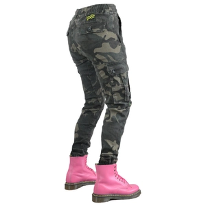 Camouflage Motorradhose für Damen mit schmaler Passform, Cargotaschen und Gummibündchen