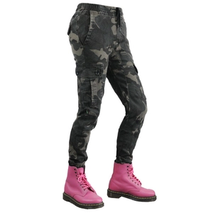 Motorradhose für Damen mit Camouflage-Muster, Cargotaschen und Silikon-Protektoren