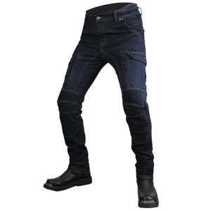 Detail of durable Cordura denim fabric with flexible accordion panels and side cargo pockets