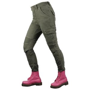 Pantaloni tattici moto verde militare con pieghe alle ginocchia e tasche cargo laterali