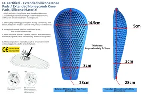 Protections de genoux en silicone bleu avec structure en nid d'abeille certifiées CE
