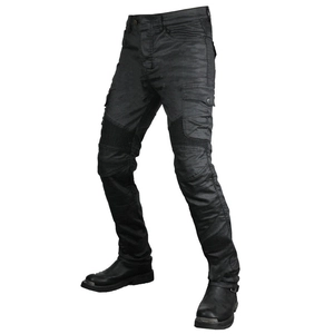 Men's protective motorcycle cargo pants in charcoal black with knee armor compartments