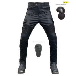 Pantalon de Moto pour Hommes en Cuir PU Imperméable Coupe-Vent Pantalon de Protection Cargo Avec Armure CE Amovible