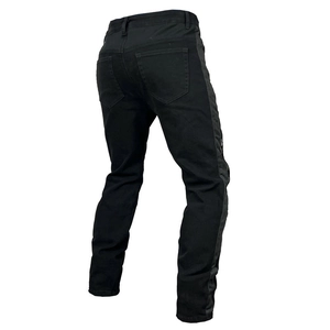 Vue arrière du jean de moto noir avec panneaux en maille et protections de genoux réglables