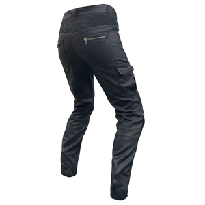 Pantalon de moto en cuir PU noir pour homme, imperméable avec poches cargo pratiques