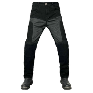 Pantalon de moto respirant pour hommes en noir avec genouillères réglables renforcées