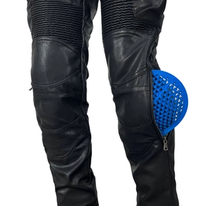 Waterproof motorcycle riding pants with blue honeycomb silicone protective knee pads