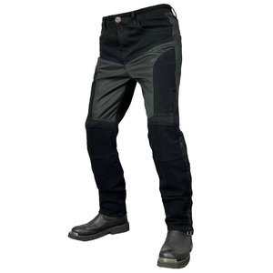Men's motorcycle racing jeans featuring breathable mesh panels and knee protection detail