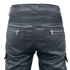 Men's black waterproof motorcycle riding pants with stretch panels and zipper pockets