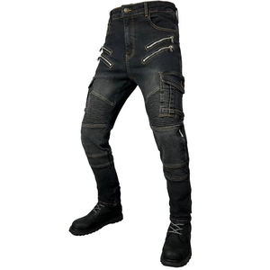 Herren Motorradjeans in Anthrazit mit Akkordeon-Panels und Cargo-Taschen zum Rennfahren