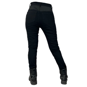 Slim fit black motorcycle jeans with breathable mesh and adjustable knee protectors