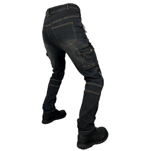 Dunkelgraue Motorradjeans für Herren mit Stretcheinsätzen und nützlichen Cargo-Taschen