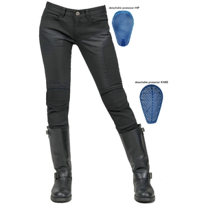 Women's Breathable Motorcycle Riding Pants Slim Fit Biker Jeans With Removable Protective Pads Mesh Ventilation Black
