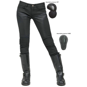 Pantalon de Moto Coupe Ajustée pour Femme en Maille Respirante Jeans de Course Avec Protections Amovibles aux Genoux et aux Hanches